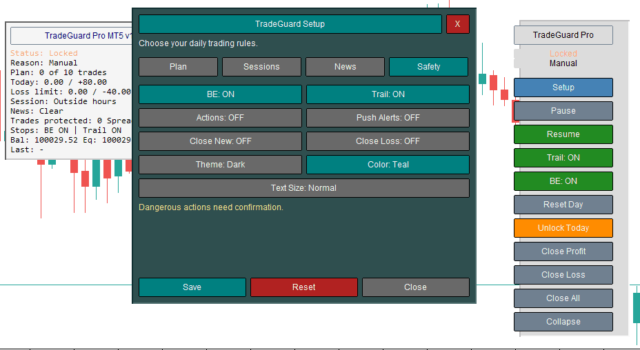 Safety Settings screenshot
