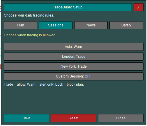 Session Settings screenshot